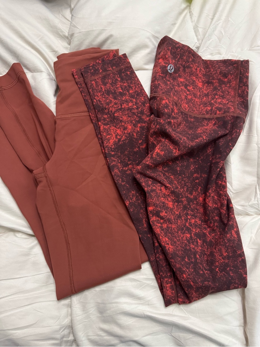 lululemon athletica Women’s High-Rise Brick Red & Marbled Red-Black Leggings